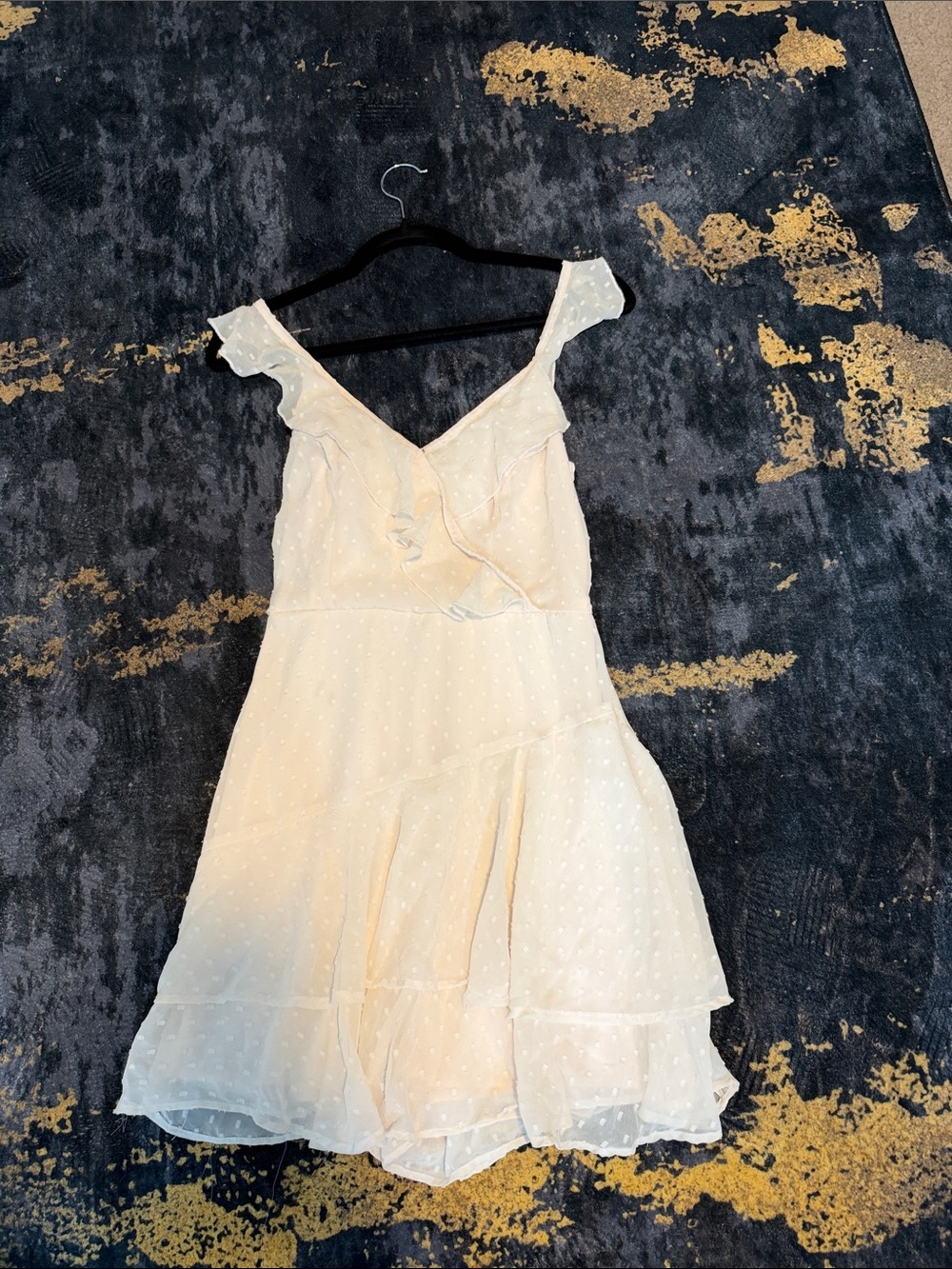 Sincerely Jules Cream Ruffled Swiss Dot Mini Dress